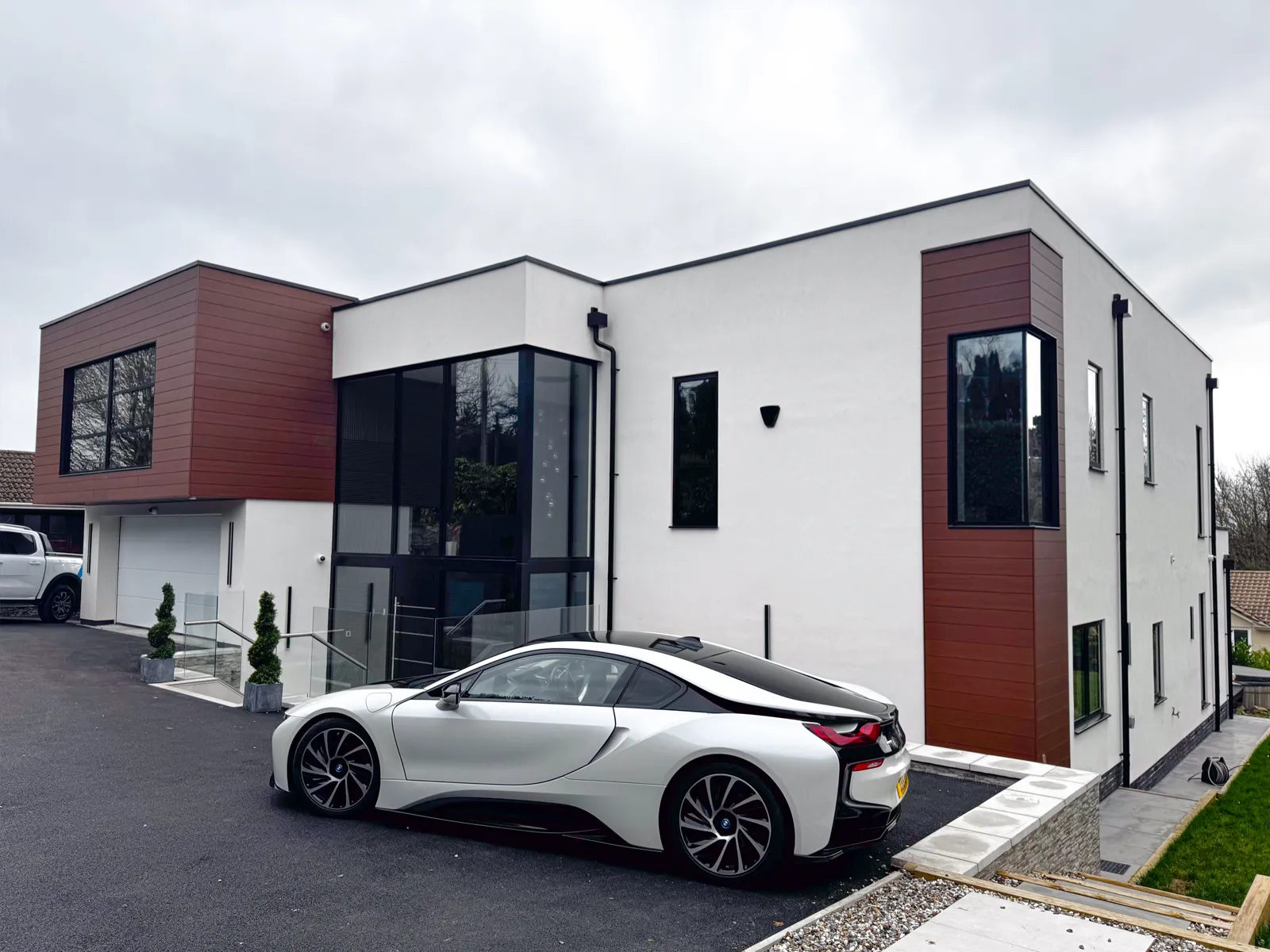house with black aluminium doors and windows